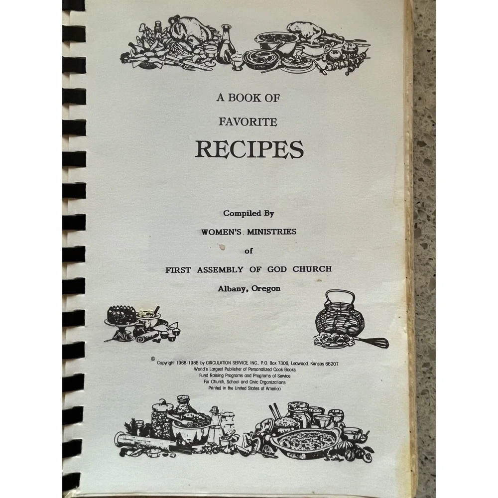 Vintage 1988 First Assembly of God Albany Oregon Church Cookbook Yummy Recipes